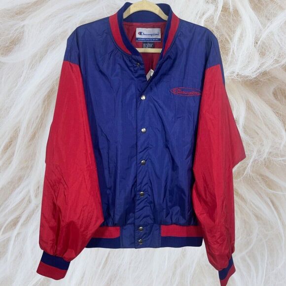 Champion Jacket Windbreaker Mens Large Colorblock Olympics Snap Button Outdoor